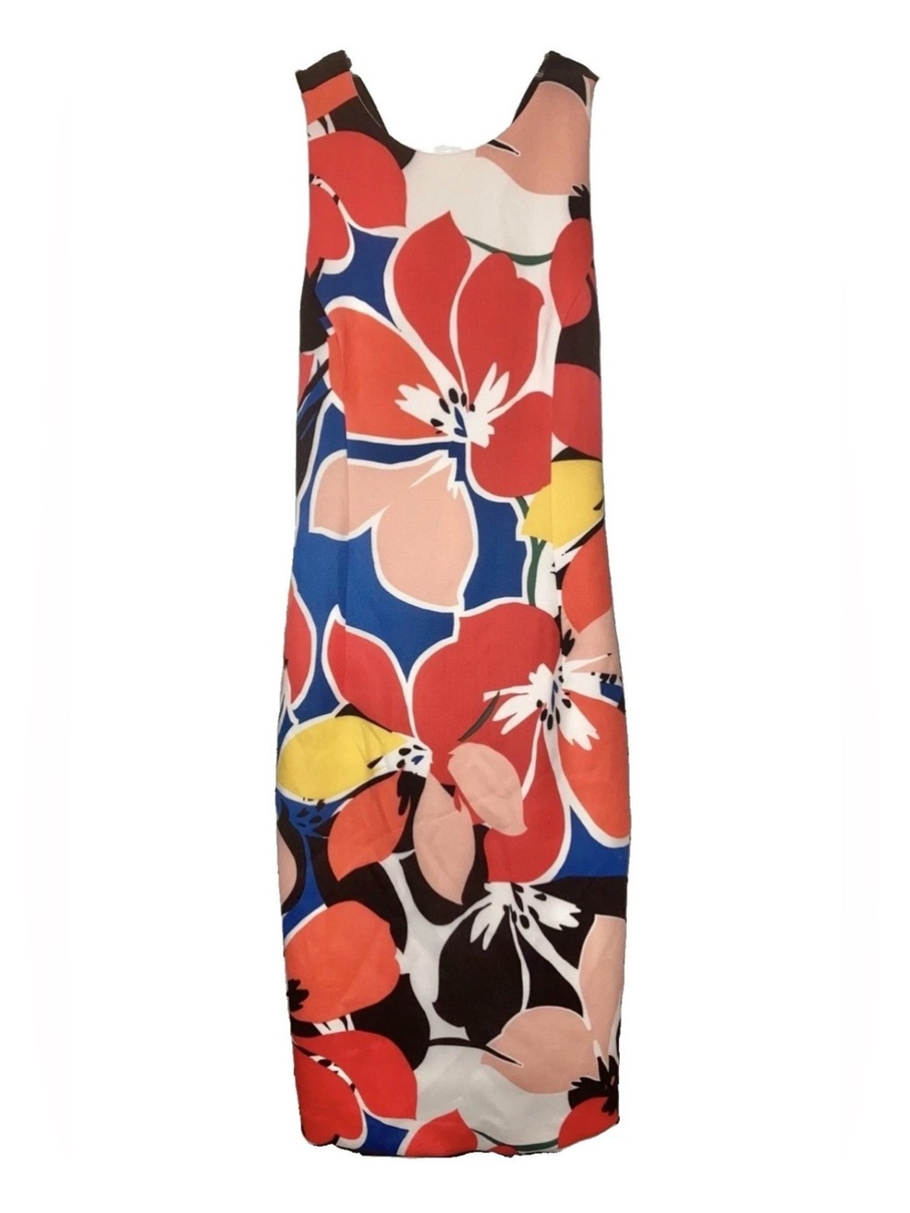 Donna Ricco Sleeveless Multi-Colored Floral Lined Scoop Neck Sheath Dress Size 4